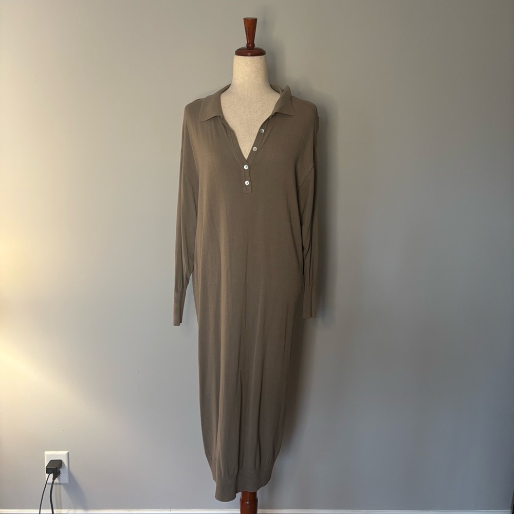 Zara Collared Knit Long Sleeve Dress size S